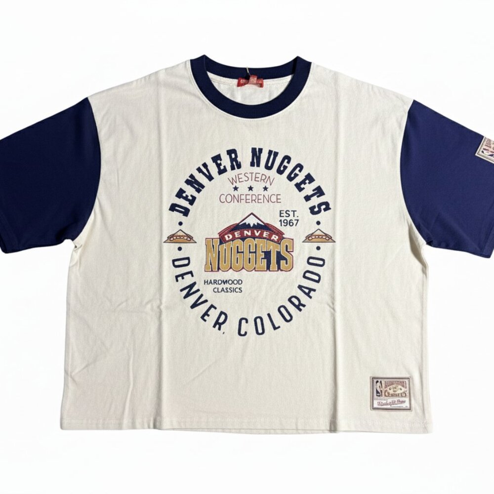 Mitchell & Ness Women's Denver Nuggets T-Shirt Boxy Crop XL NEW WITH TAG